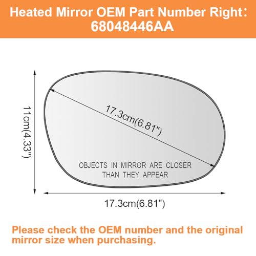 Senzeal Passenger Side Heated Mirror Glass Replacement for Dodge Challenger 2008 2009 2010 2011 2012 2013 2014 2015 (Right Side) - Image 2