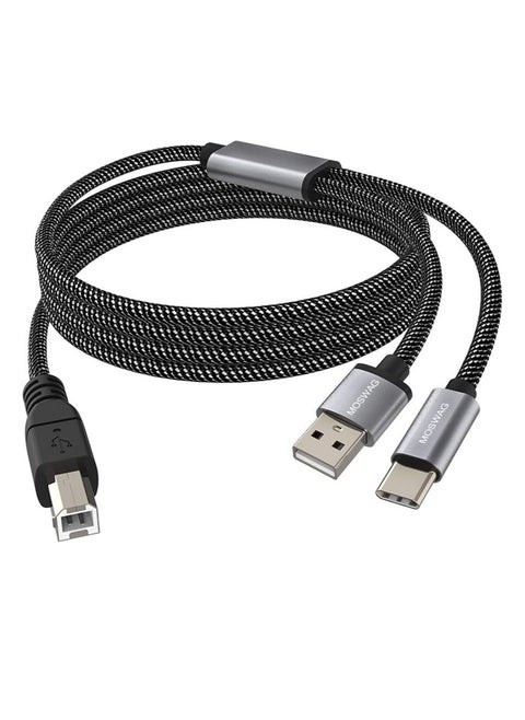 2In1 Usb Printer Cable 3.28Ft 1M With Usb C To Midi Cable Printer Cable Usb Midi Cable Usb C To Usb B Midi Cable Cable Compatible With Music Instrument Piano Midi Keyboard Usb Microphone
