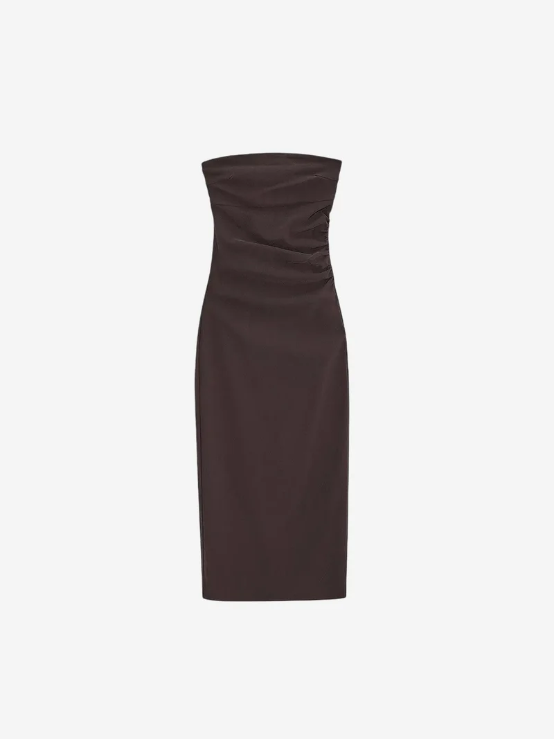 ديلفين DILVIN Strapless Bodycon Midi Dress With Slit