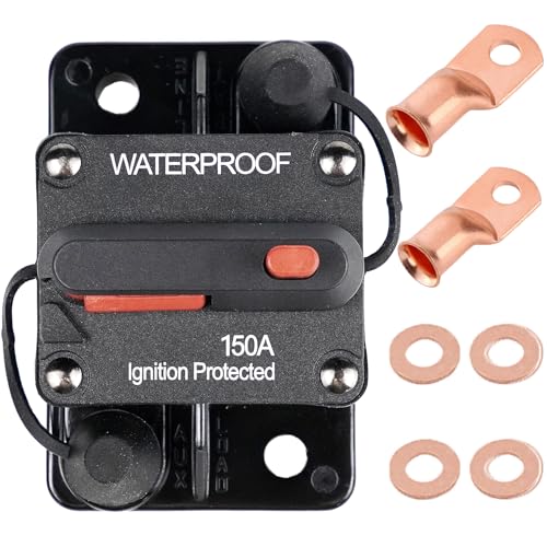RVCAZON STETION 150 Amp Circuit Breaker Trolling with Manual Reset Car Marine Trolling Motors Boat ATV Manual Power Protect for Audio System Fuse 12V-48VDC Waterproof (150Amp) - Image 1