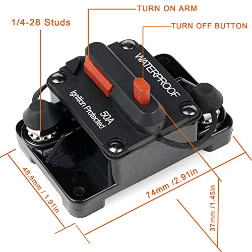 RVCAZON STETION 150 Amp Circuit Breaker Trolling with Manual Reset Car Marine Trolling Motors Boat ATV Manual Power Protect for Audio System Fuse 12V-48VDC Waterproof (150Amp) - Image 3