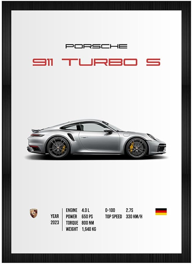 erorex Porsche 911 Turbo S Wall Poster Frames Aesthetic A4 Poster Frames For Home Living Room Bedroom And Office Wall Frames Artworks Hanging Theme Posters  - Image 1