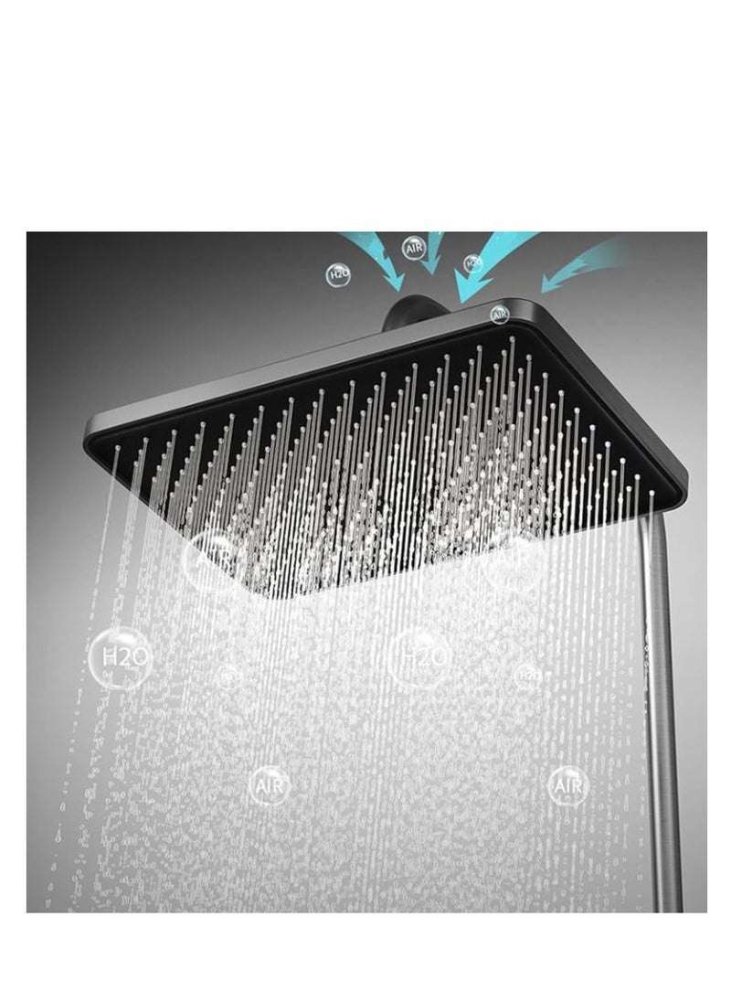 Beauenty Shower System Thermostatic 4-Function LED Digital Display Piano Key Wall-Mounted Shower Set with 12-Inch Overhead Shower Hand Showers Waterfall Tub Faucets and Bidet Sprayers Dark Grey  - Image 4