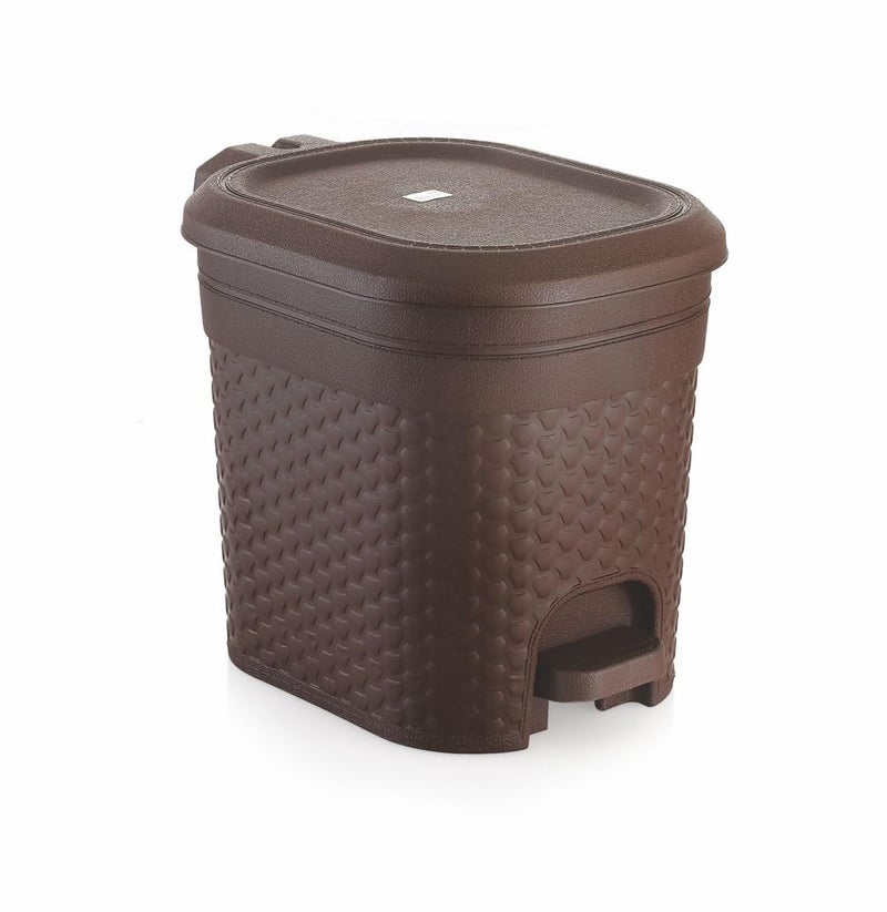 MOLTRES - Kleno (SMALL Size) Pedal Bin - Cap. 5 LTR - Plastic (Size-18cmx16cmx20cm) -Table, Desk Plastic Pedal Dustbin (Kleno_5 Bin, Brown) - Image 5