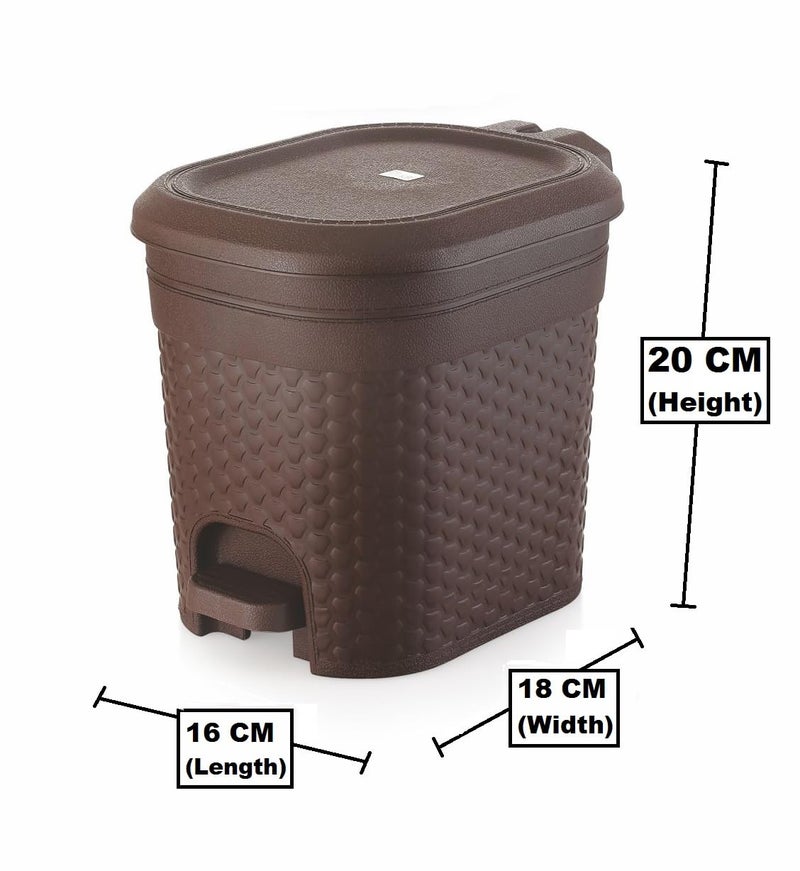 MOLTRES - Kleno (SMALL Size) Pedal Bin - Cap. 5 LTR - Plastic (Size-18cmx16cmx20cm) -Table, Desk Plastic Pedal Dustbin (Kleno_5 Bin, Brown) - Image 3