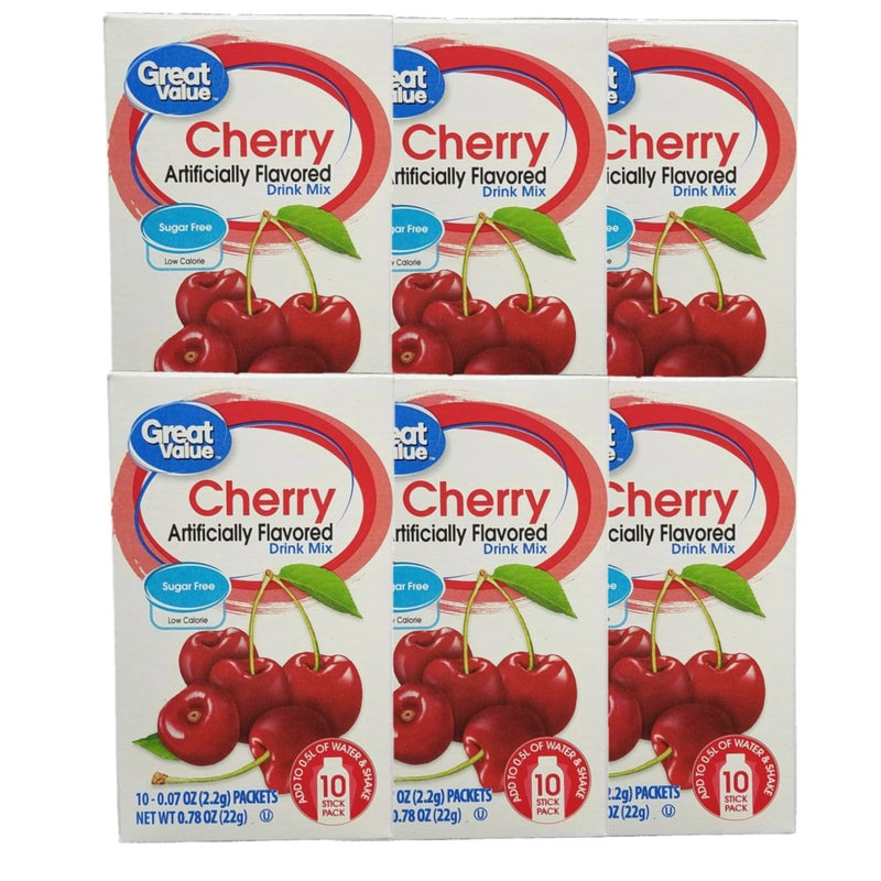 Great Value Sugar Free, Low Calorie Cherry Drink Mix (Pack of 6) - Image 1