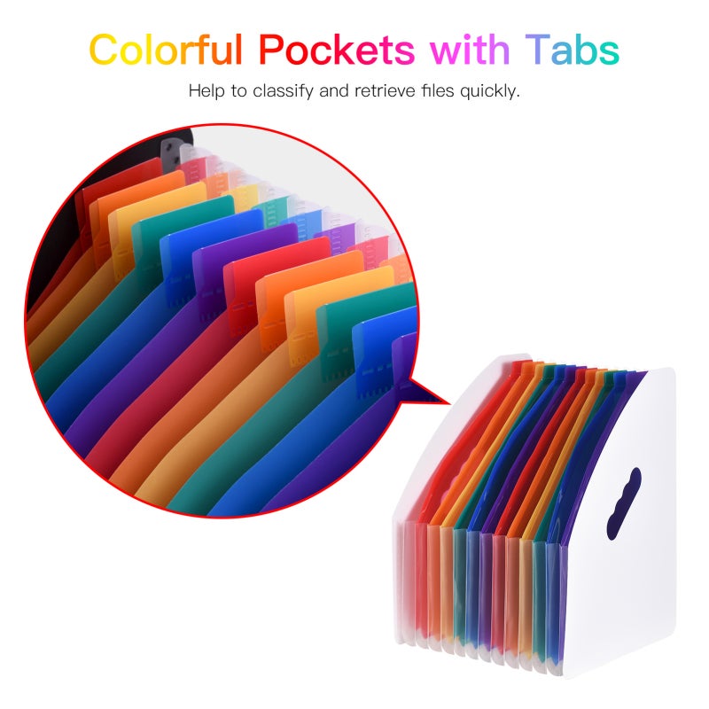 Accordian File Organizer Multicolor PP Material Standing Desktop File Box - Expandable 500-Sheet Capacity File Keeper with Tabs for Home Office School Travel Document Storage - Image 5