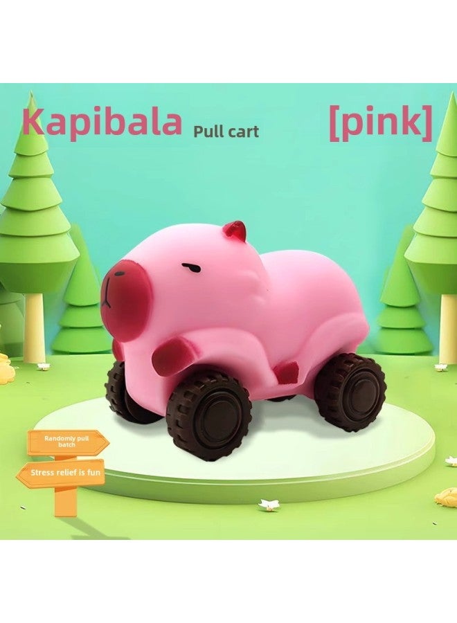 Internet Celebrity Explosions Kapi Balala Pull Cart Stretching Deformation Funny Pinch Music Rebound Decompression Toy Sliding Trolley-Color:Ready Stock Shipped In Seconds❤Kapibala Truck (pink)  - Image 1