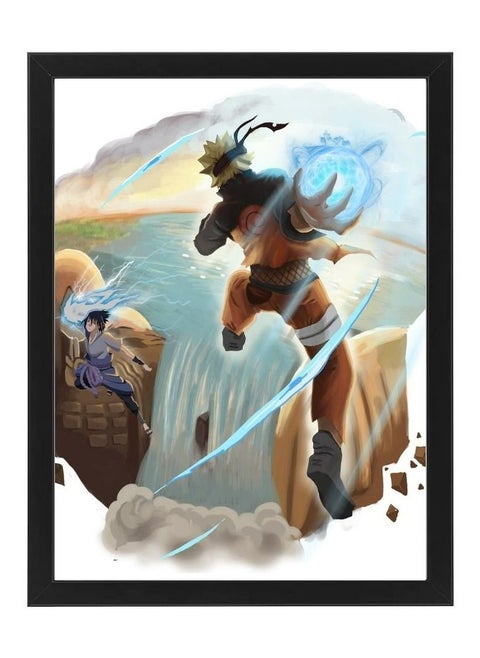 Digital Wall Art Poster Frame Naruto Uzumaki vs Sasuke Uchiha 21X30 Cm