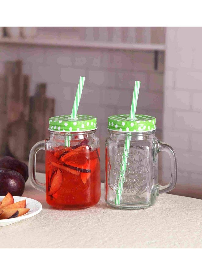 Ash & Roh® - Glass Mason Jar with Multi-Color Air-Tight Lids with Straw Mugs with Handle, Regular Mouth for Kitchen - 500 ML (1) - Image 5