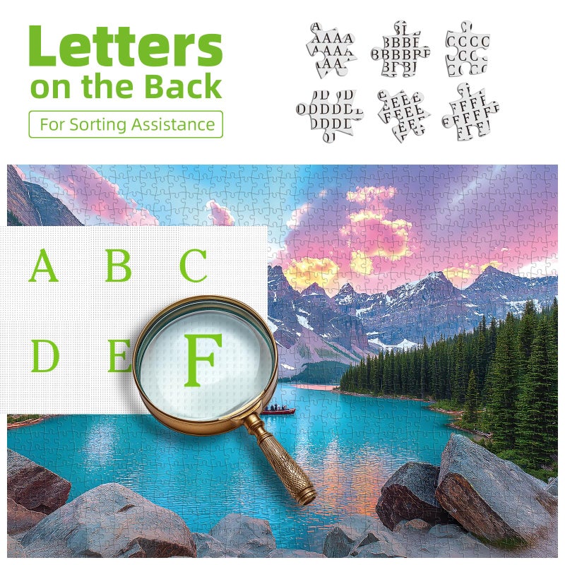 Blueforest Moraine Lake 1000 Piece Puzzle for Adults - Canadian Rockies National Park Jigsaw Puzzle, Challenging Landscape Art Gift with Poster, 27.5x19.7 Inch Wall Decor - Image 3