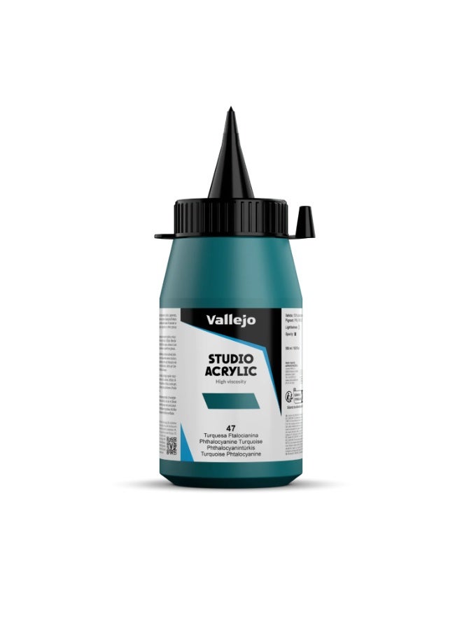 فاليجو أكريليك ستوديو ٤٧ فثالو فيروزي ٥٠٠ مل - طلاء أكريليك عالي الجودة للفنون والمنمنمات والنماذج