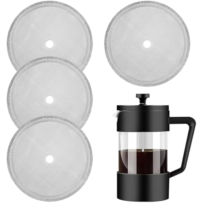 CKANDAY 4 Pcs French Press Replacement Screens Stainless Steel Reusable Mesh Filter For 17 Ounce And 12 Ounce Coffee Press Mesh Filters For Universal 350 Ml  12 Oz  118Oz French Press Coffee Maker - Image 2