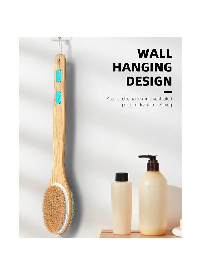Shower Brush with Soft and Stiff Bristles, Bath Dual-Sided Long Handle Back Scrubber Body Exfoliator for Wet or Dry Brushing - Image 2