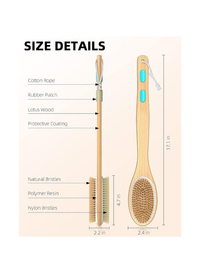 Shower Brush with Soft and Stiff Bristles, Bath Dual-Sided Long Handle Back Scrubber Body Exfoliator for Wet or Dry Brushing - Image 3