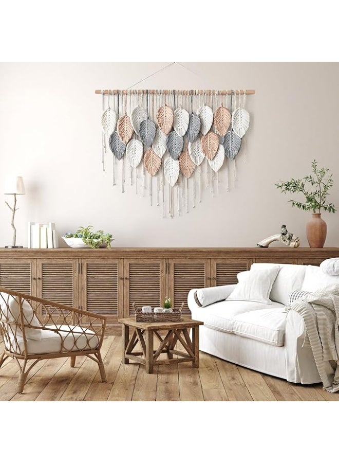 انتيكيانو مكرمية كبيرة للتعليق على الحائط بساط منسوج بنمط بوهيمي انيق وعصري مصنوع يدويا لديكور المنزل والشقة وغرفة المعيشة النوم والحضانة 39 انش عرض × 29.5 طول رمادي - Image 2