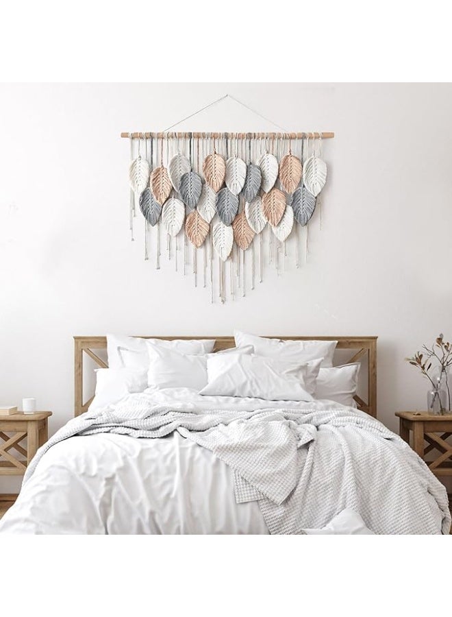 انتيكيانو مكرمية كبيرة للتعليق على الحائط بساط منسوج بنمط بوهيمي انيق وعصري مصنوع يدويا لديكور المنزل والشقة وغرفة المعيشة النوم والحضانة 39 انش عرض × 29.5 طول رمادي - Image 5