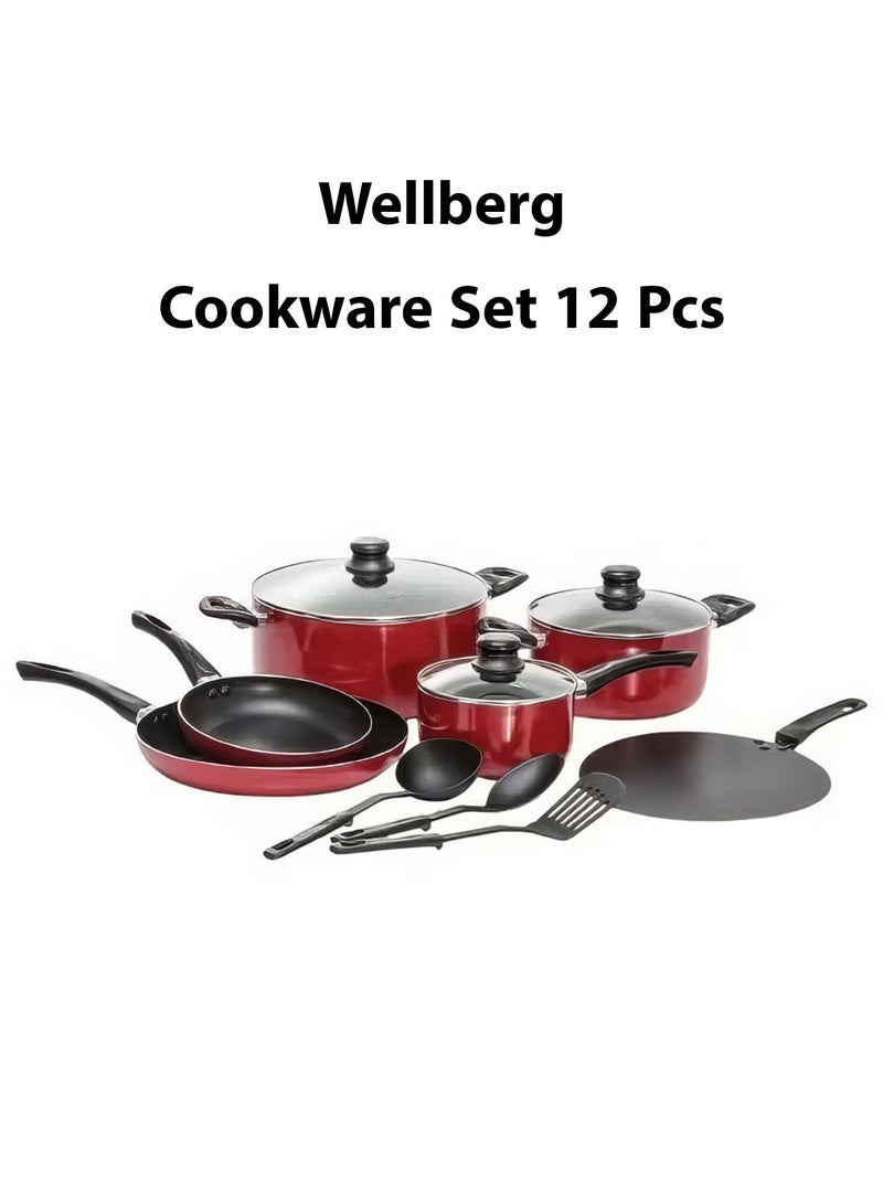 ويلبرج ويلبيرج طقم اواني طهي من الالومنيوم المقاوم للالتصاق مكون من 12 قطعة - Image 1
