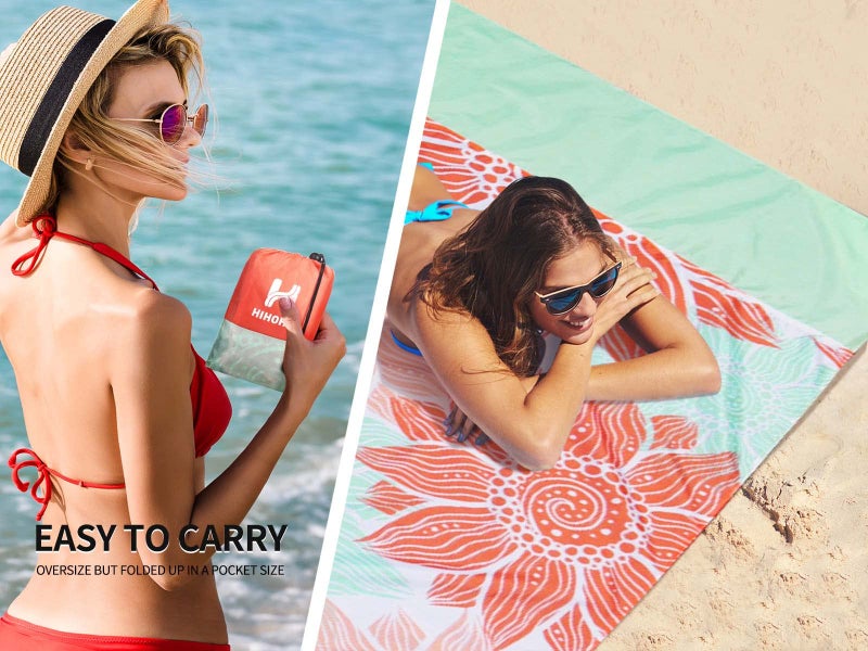 HIHOHO Beach Blanket Waterproof Sandproof Extra Large Beach Mat 79" X 83"/120"x108"for 1-8 Adults Quick Drying Durable Outdoor Picnic Mat for Beach Travel Camping Hiking - Image 5