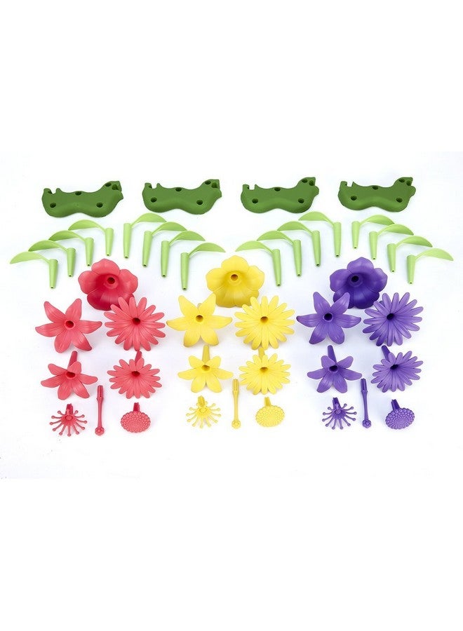 Green Toys Build-a-Bouquet, 4C - 44 Piece Pretend Play, Motor Skills, Building and Stacking Kids Toy Set. No BPA, phthatates, PVC. Dishwasher Safe, Recycled Plastic, Made in USA. - Image 3