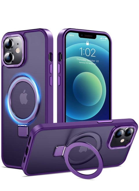 iPhone 12/ 12 Pro MagSafe Case with Magnetic Invisible Stand,【Full Shockproof Protection】Matte Back Phone Cover with Magnet Kickstand for Apple 12/ 12 Pro (2020)(Purple)