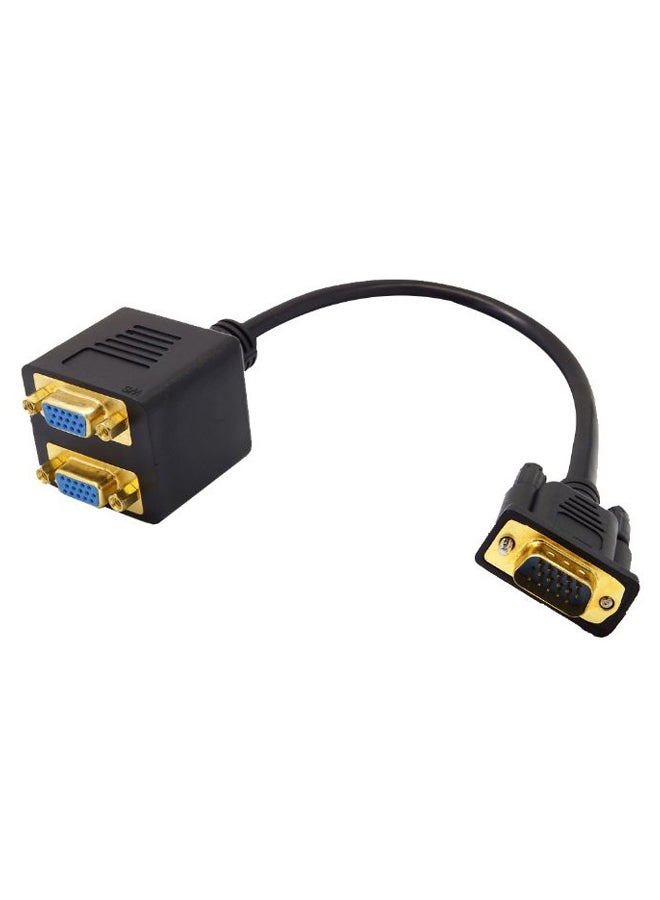 VGA Monitor Dual Splitter Cable Black