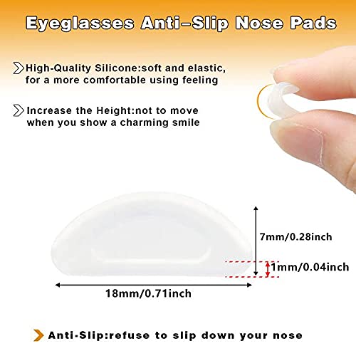 SMARTTOP 1.0mm Eyeglass Nose Pads 20 Pairs Stick On Silicone Anti-Slip Adhesive Nose Pads Cushions for Eyeglasses Sunglasses Thin Nose Pads (Clear) - Image 3