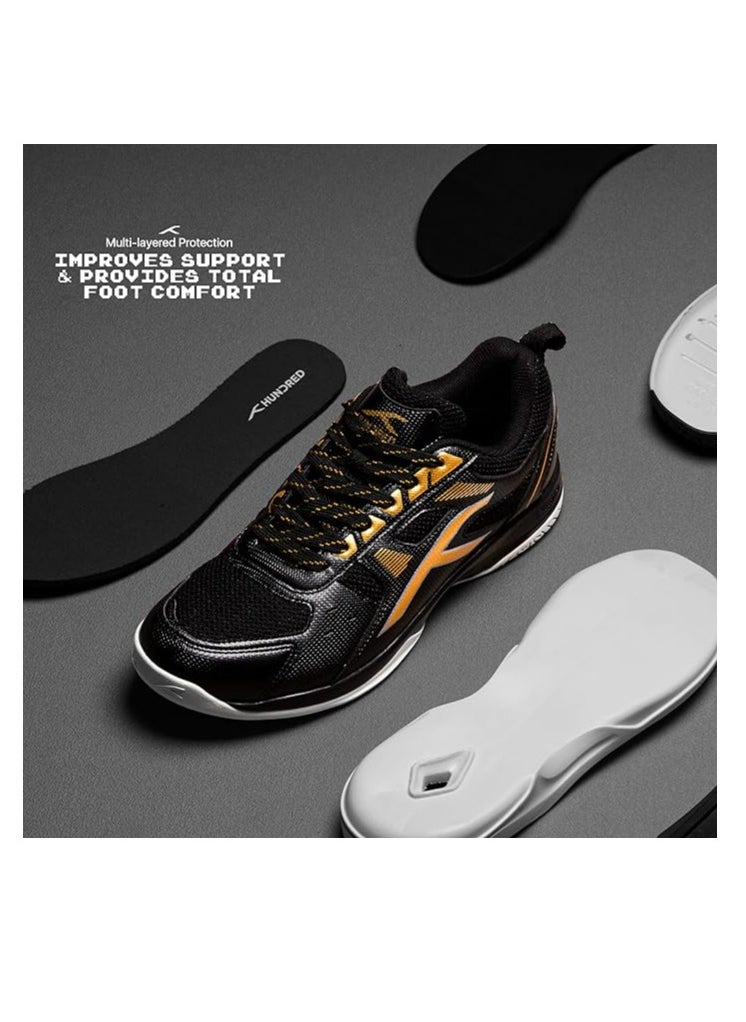 HUNDRED Raze Non-Marking Professional Badminton Shoes for Men| Material Upper: Polyester, Sole: Rubber | Suitable for Indoor Tennis/Squash/Table Tennis/Basketball & Padel  - Image 2