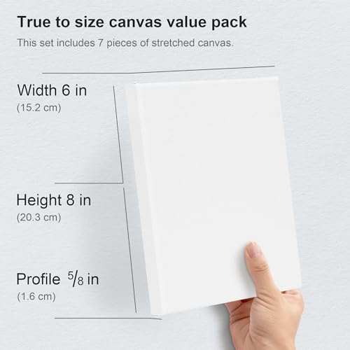 PHOENIX Stretched Canvas for Painting 6x8 Inch/7 Value Pack, 8 Oz Triple Primed 5/8 Inch Profile 100% Cotton White Blank Canvas, Small Framed Canvas for Oil Acrylic & Pouring Art - Image 3