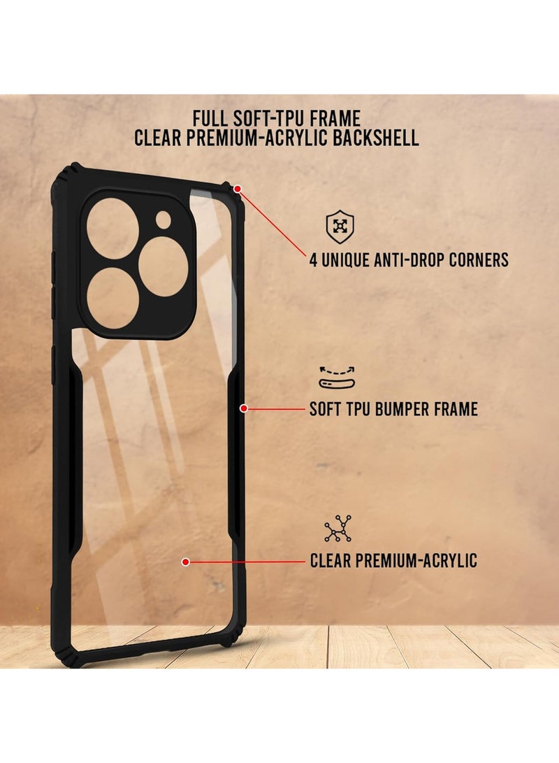 Wtech itel S23+ / itel S23 Plus 2023 Hybrid TPU Silicone With Raised Armour Bumpers Slim Case Cover - Black - Image 3