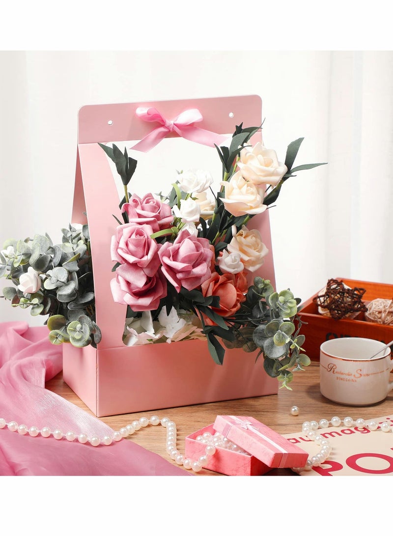 12 Piece Bouquet Gift Bag Portable Craft Paper Gift Bag, Florist Flower Box with Handle - Image 2