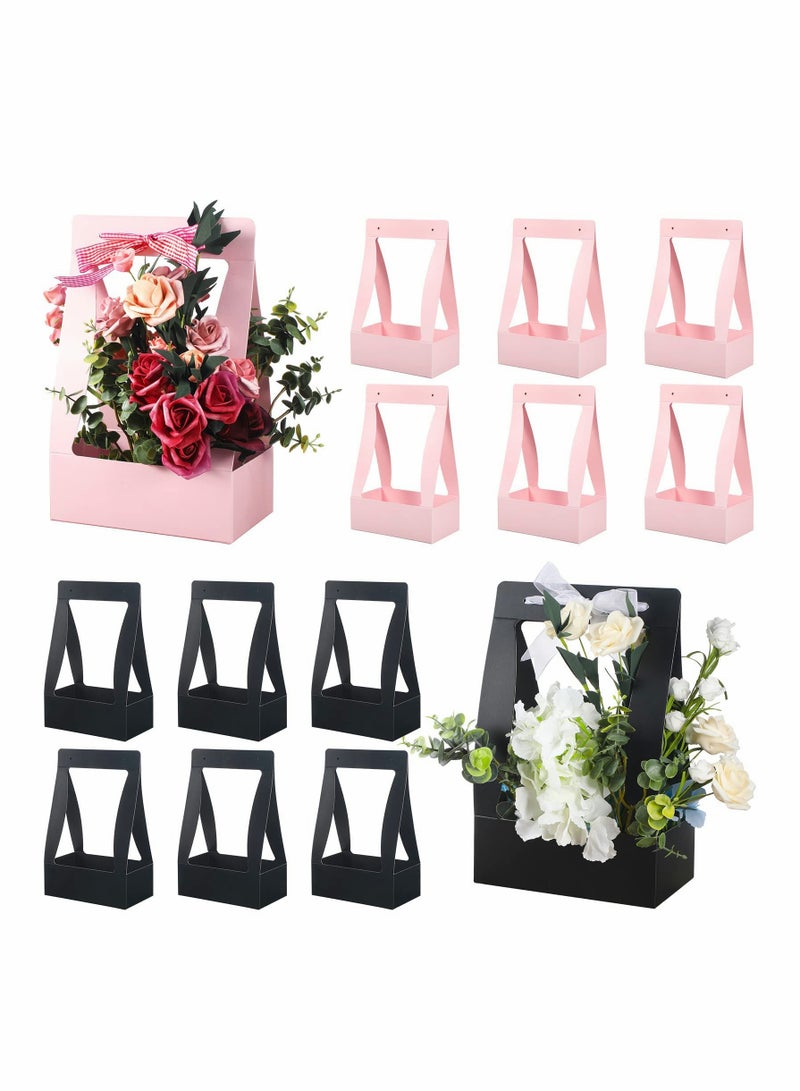 12 Piece Bouquet Gift Bag Portable Craft Paper Gift Bag, Florist Flower Box with Handle - Image 1