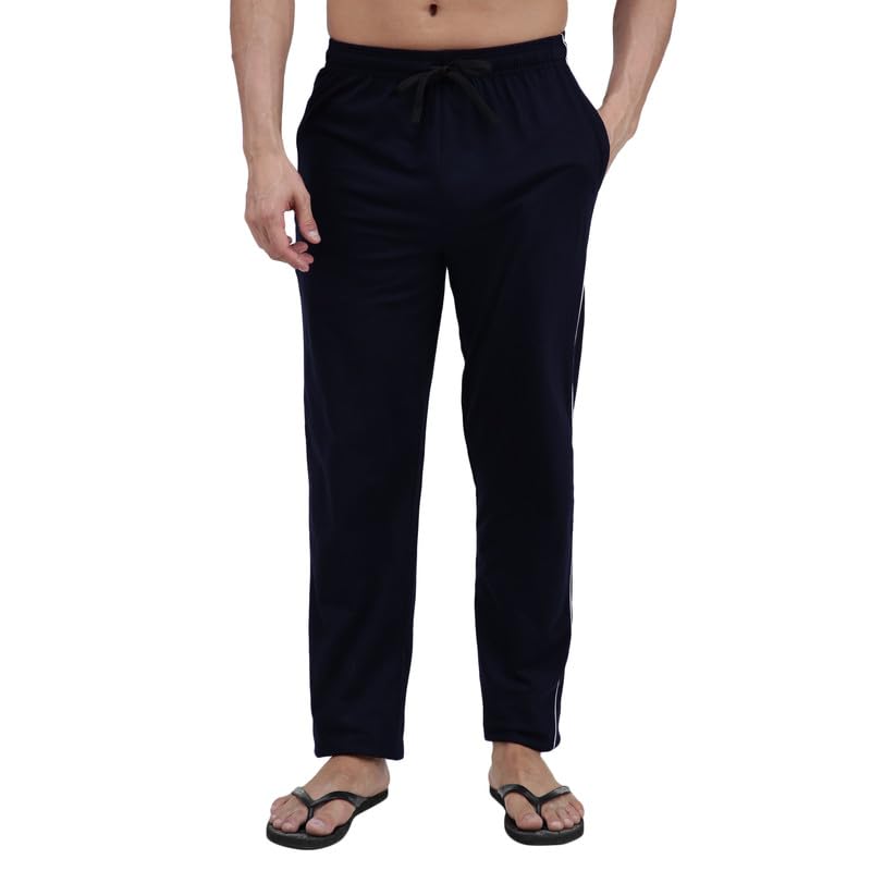 Amul Comfy Men’s Track Pant | Super Combed Cotton Rich Blend | Adjustable Drawstring Closure | Slim Tailored Fit | Soft Comfortable Everyday Bottom Wear | Color May Vary | (Pack of 1) Navy - Image 1
