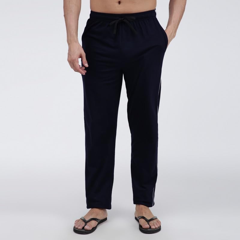 Amul Comfy Men’s Track Pant | Super Combed Cotton Rich Blend | Adjustable Drawstring Closure | Slim Tailored Fit | Soft Comfortable Everyday Bottom Wear | Color May Vary | (Pack of 1) Navy - Image 2
