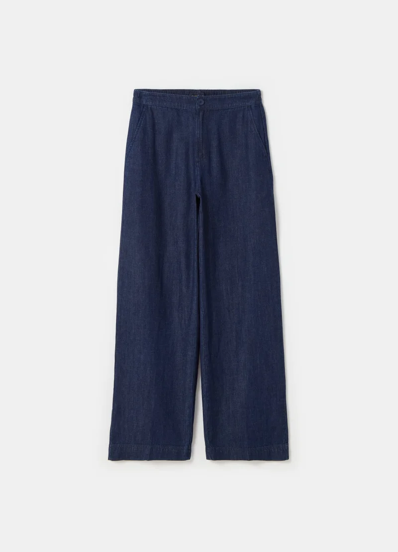 Ovs Wide-Leg Fluid Trousers In Denim