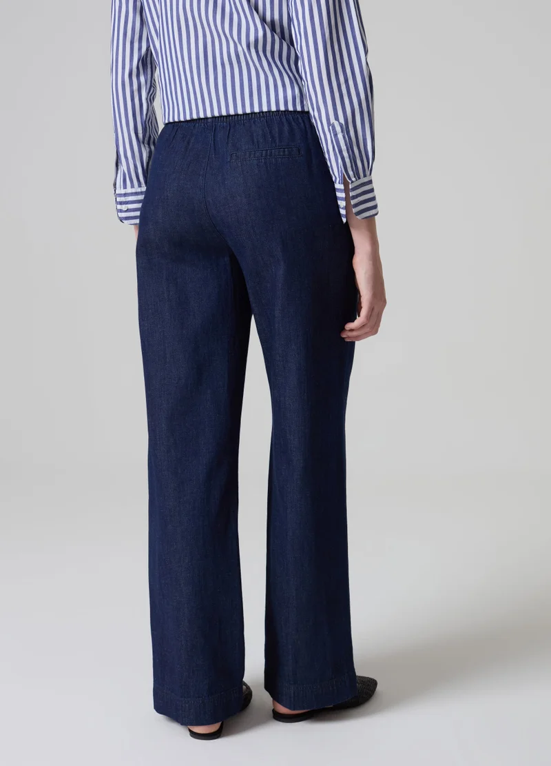 Ovs Wide-Leg Fluid Trousers In Denim