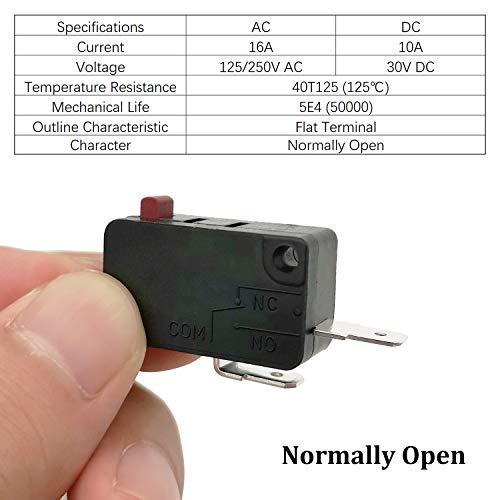 HiQltyla Microwave Oven Door Switch Replacement Part, 16A 125VAC, KW3AT-16 (Downward Compatible with KW3A-16), 2X Normally Open + 1x Normally Closed - Image 2