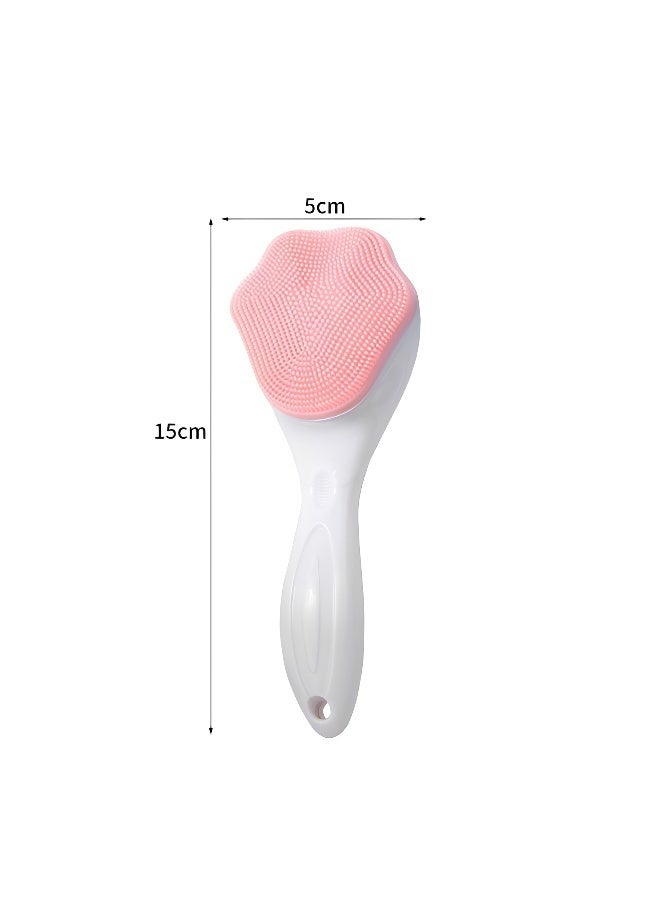2 Pieces Silicone Facial Scrub Brush with Handle Soft Bristle Face Cleansing Brush Pink and Blue for Deep Pore Cleaning Exfoliation and Daily Skincare - Image 4