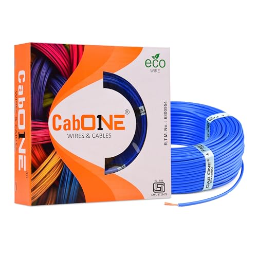 CabONE Lite 1.0 Sq mm Electrical Wire - 90m Blue Single Core CCA Copper Wire | Fire Retardant PVC Insulation for Domestic Wiring Blue - Image 1