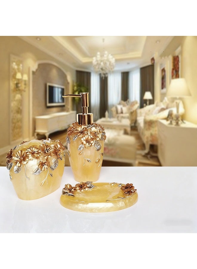 HOMESTAR 5 Pcs Light Luxury High-end Bathroom Accessories Set With Soap Dispenser, Soap Dish, Toothbrush Holder, 2 Toothbrush Cup,Advanced Creative Wedding Gifts - Image 3