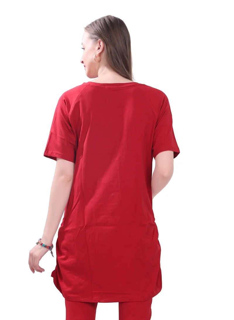 TUMMY TUMMY Combo Pack of 2 Maternity Red and Blue T-shirt