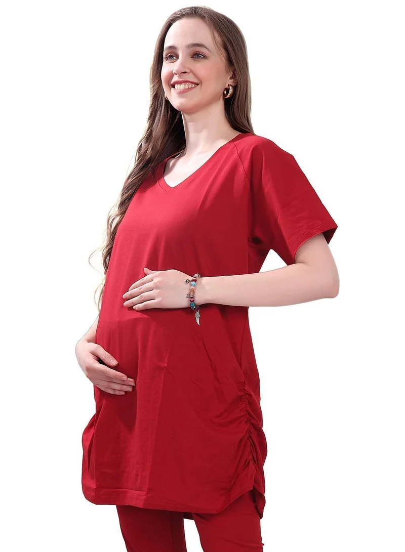 TUMMY TUMMY Combo Pack of 2 Maternity Red and Blue T-shirt