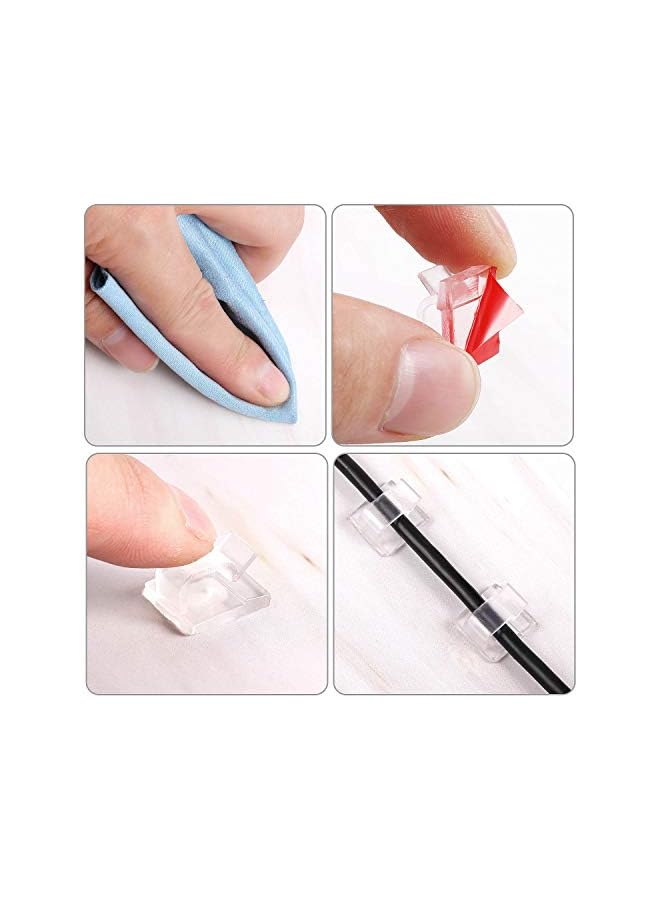 promass 100 Pcs Cable Clips Adhesive Cable Organizer Cord Holder Wire Clip Wire Management Self Adhesive Hooks for Home School Office(Clear, Small) - Image 4