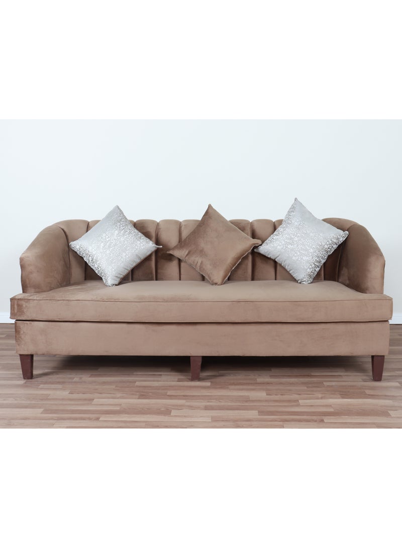 HOMEVEO Elegant and comfortable living room set with luxurious design 5 pieces - 10 seats - 2 sofas for 3 people - 1 sofa for 2 people - 2 single chairs brown 200x63x80 cm  - Image 2