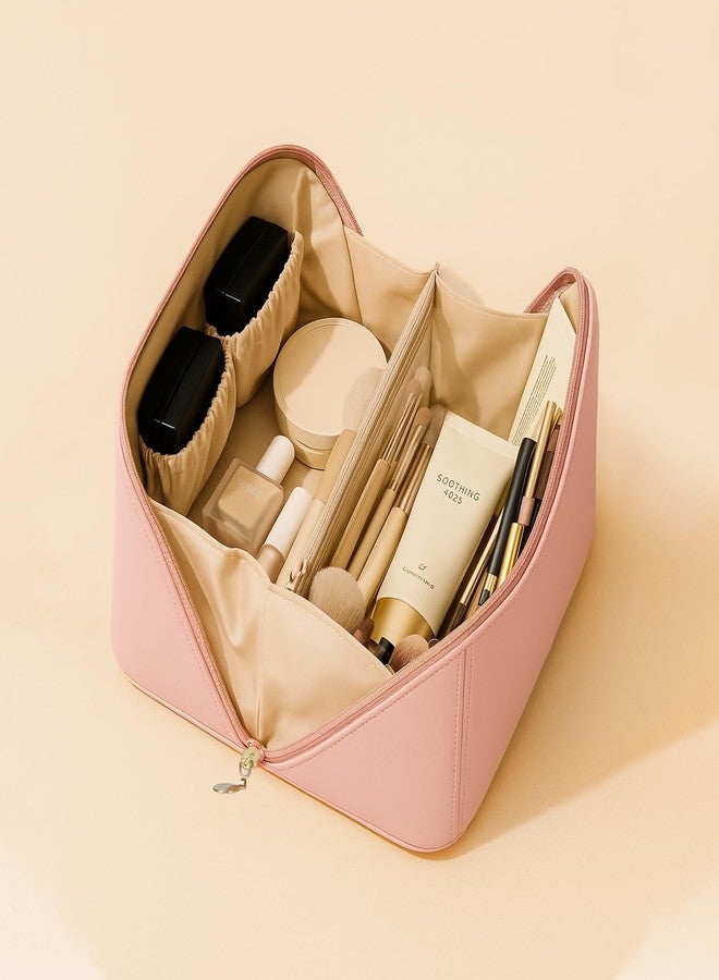 إن حقيبة سفر ENN Beauty - حقيبة تنظيم مكياج متعددة الوظائف، صغيرة الحجم وأنيقة ومقاومة للماء | وردي + أحمر شفاه مجاني - Image 4