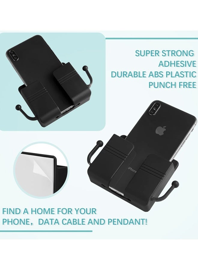 6 قطع حامل هاتف مثبت على الحائط، ذاتي اللصق، منظم جداري، صندوق تخزين، حامل بلاستيكي لشحن الهاتف، حامل جهاز تحكم عن بعد - Image 3