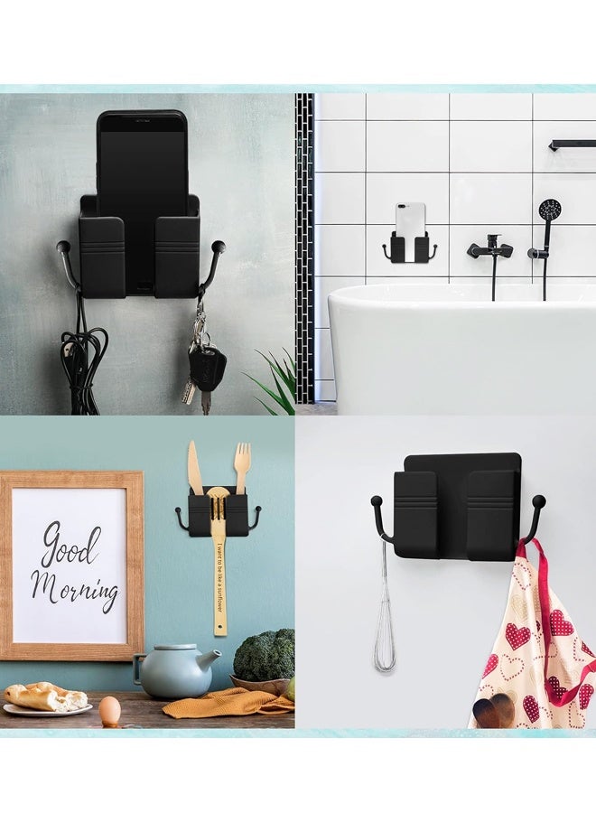 6 قطع حامل هاتف مثبت على الحائط، ذاتي اللصق، منظم جداري، صندوق تخزين، حامل بلاستيكي لشحن الهاتف، حامل جهاز تحكم عن بعد - Image 5