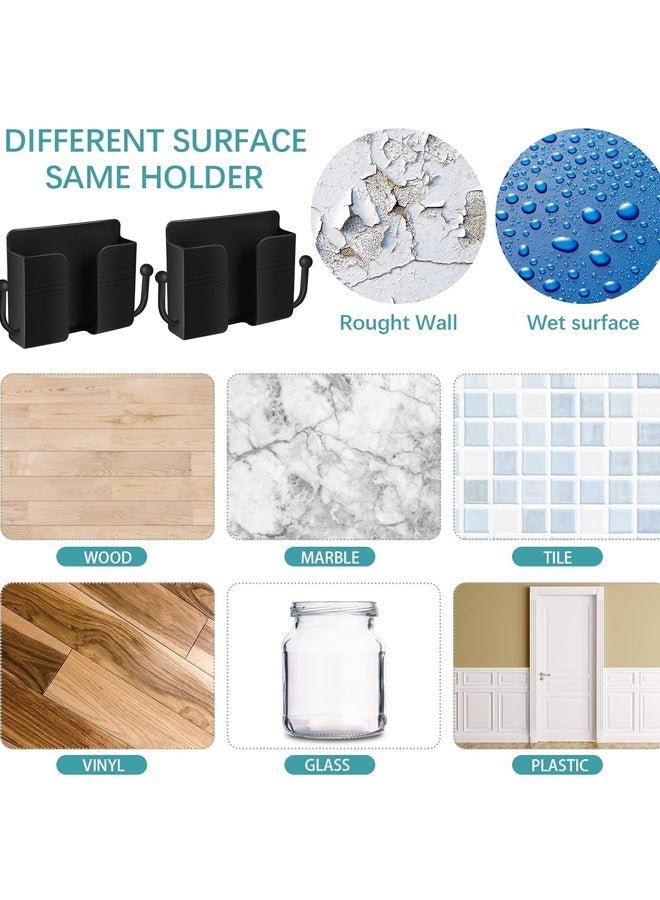 6 قطع حامل هاتف مثبت على الحائط، ذاتي اللصق، منظم جداري، صندوق تخزين، حامل بلاستيكي لشحن الهاتف، حامل جهاز تحكم عن بعد - Image 4