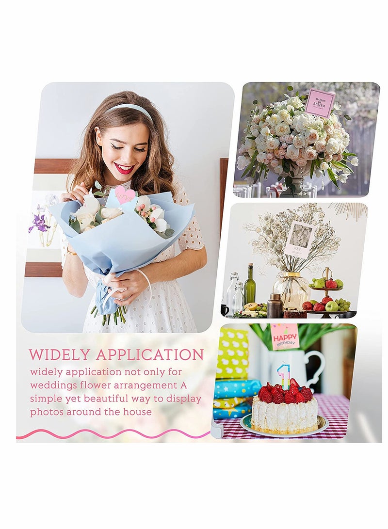 Excefore Plastic Floral Picks, Transparent Heart Shape Straight Head Flower Pick Business Card Holder for Wedding Birthday Party Gift Cards Photos Bouquet Arrangement Home Decor, 23.5 Cm, 100 Pcs - Image 2