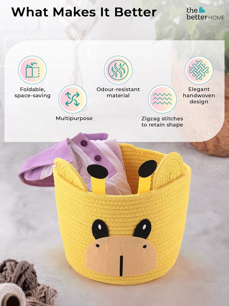 The Better Home Laundry Basket For Clothes Durable Rope Handles ZigZag Stiching For Strength Durability Basket For Storage Toy Basket Storage For Kids Aesthetic Home Decor Yellow - Image 3